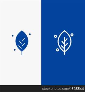 Ecology, Leaf, Nature, Spring Line and Glyph Solid icon Blue banner Line and Glyph Solid icon Blue banner