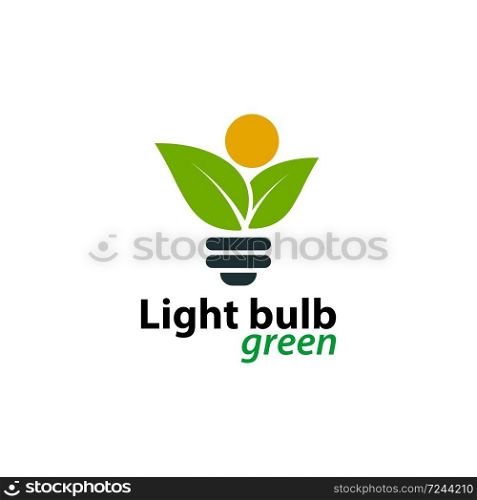 Ecology light bulb green logo icon design templat on White Background,Vector Illustration