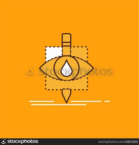Ecology, monitoring, pollution, research, science Flat Line Filled Icon. Beautiful Logo button over yellow background for UI and UX, website or mobile application. Vector EPS10 Abstract Template background