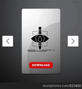 Ecology, monitoring, pollution, research, science Glyph Icon in Carousal Pagination Slider Design & Red Download Button. Vector EPS10 Abstract Template background