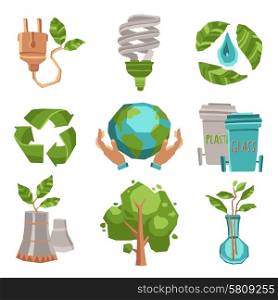 Ecology recycling and environment icons set flat isolated vector illustration. Ecology Icons Set