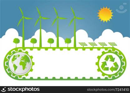 Ecology Saving Gear Concept And Environmental Sustainable Energy Development,Vector illustration