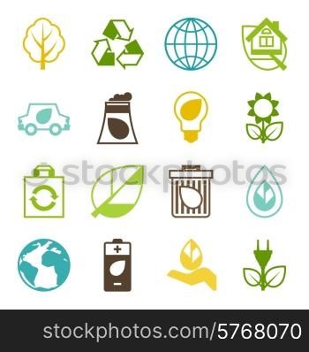 Ecology set of environment, green energy and pollution icons.