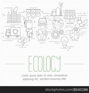 ecology symbols set. Line style vector illustration design concept of ecology.