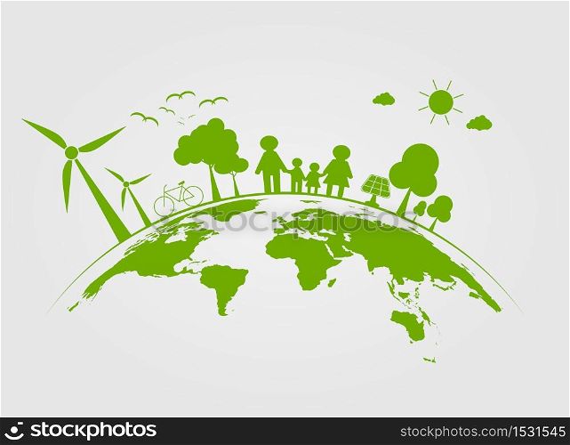 Ecology,tree on earth cities help the world with eco-friendly concept ideas,Vector llustration