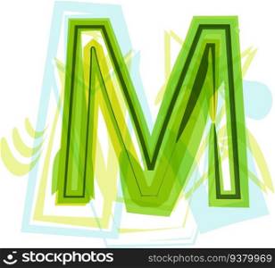 Ecology vegan green eco element organic symbol artistic Font. Vector Illustration. Letter M
