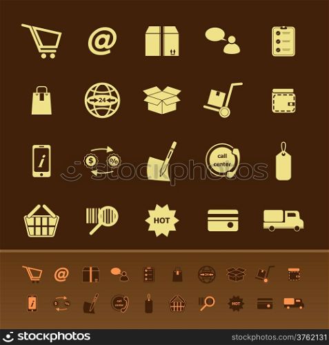 Ecommerce color icons on brown background, stock vector