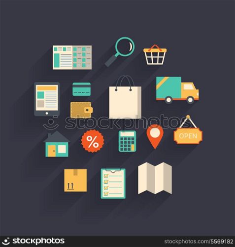 Ecommerce elements in the form of cloud creative concept isolated vector illustration