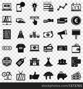 Ecommerce icons set. Simple style of 36 ecommerce vector icons for web for any design. Ecommerce icons set, simple style