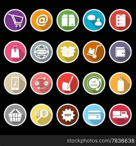 Ecommerce icons with long shadow, stock vector