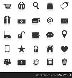 Ecommerce icons with reflect on white background, stock vector