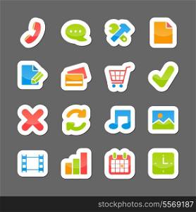 Ecommerce layout interface elements on cartoon stickers isolated vector illustration