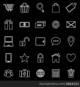 Ecommerce line icons on black background, stock vector