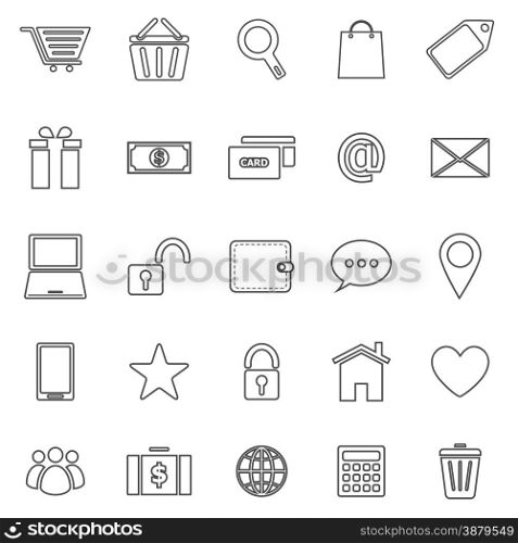 Ecommerce line icons on white background, stock vector