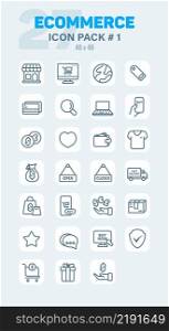 Ecommerce Outline Icon Pack  1, Lineal Ecommerce Vector Icons Set