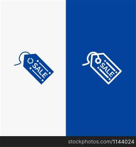 Ecommerce, Shopping, Tag, Sale Line and Glyph Solid icon Blue banner