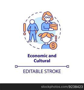 Economic and cultural concept icon. Cost of living. Income loss. Raising child. Intimate relationship. Birth control abstract idea thin line illustration. Isolated outline drawing. Editable stroke. Economic and cultural concept icon
