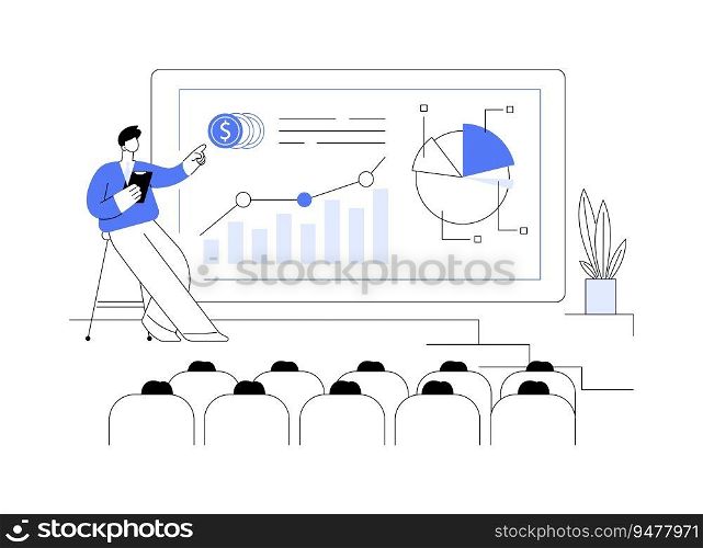 Economic forecasting abstract concept vector illustration. Professional data analyst presenting economic forecasting statistics at business conference, financial growth report abstract metaphor.. Economic forecasting abstract concept vector illustration.