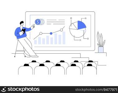 Economic forecasting abstract concept vector illustration. Professional data analyst presenting economic forecasting statistics at business conference, financial growth report abstract metaphor.. Economic forecasting abstract concept vector illustration.