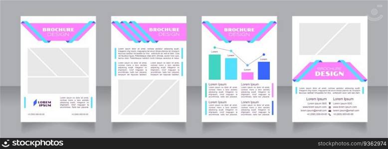 Economic models types blue blank brochure design. Template set with copy space for text. Premade corporate reports collection. Editable 4 paper pages. Syncopate, Poller One, Arial Regular fonts used. Economic models types blue blank brochure design