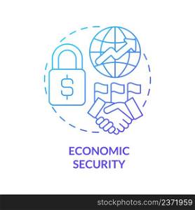 Economic security blue gradient concept icon. Commerce and finance. Dimension of national safety abstract idea thin line illustration. Isolated outline drawing. Myriad Pro-Bold font used. Economic security blue gradient concept icon