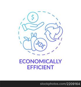 Economically efficient blue gradient concept icon. Genetically modified food. Advantages of gmo abstract idea thin line illustration. Isolated outline drawing. Myriad Pro-Bold fonts used. Economically efficient blue gradient concept icon