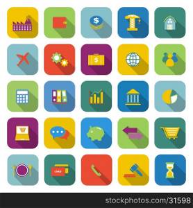 Economy color icons with long shadow, stock vector