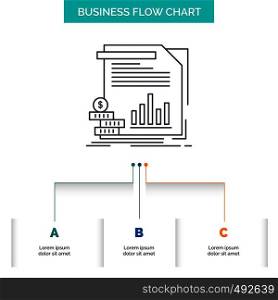 economy, finance, money, information, reports Business Flow Chart Design with 3 Steps. Line Icon For Presentation Background Template Place for text. Vector EPS10 Abstract Template background