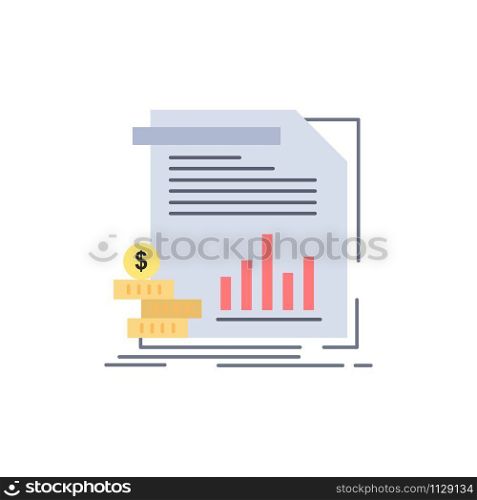 economy, finance, money, information, reports Flat Color Icon Vector