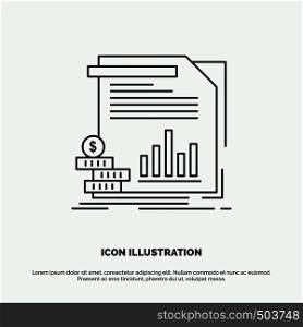 economy, finance, money, information, reports Icon. Line vector gray symbol for UI and UX, website or mobile application. Vector EPS10 Abstract Template background