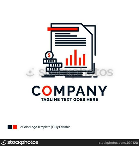 economy, finance, money, information, reports Logo Design. Blue and Orange Brand Name Design. Place for Tagline. Business Logo template.