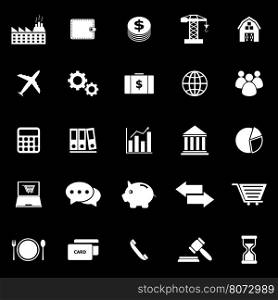 Economy icons on black background, stock vector