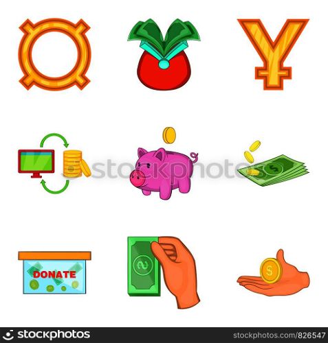 Economy icons set. Cartoon set of 9 economy vector icons for web isolated on white background. Economy icons set, cartoon style