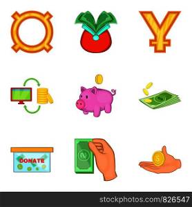 Economy icons set. Cartoon set of 9 economy vector icons for web isolated on white background. Economy icons set, cartoon style