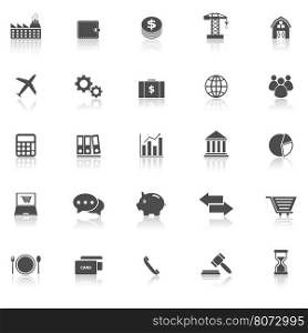 Economy icons with reflect on white background, stock vector
