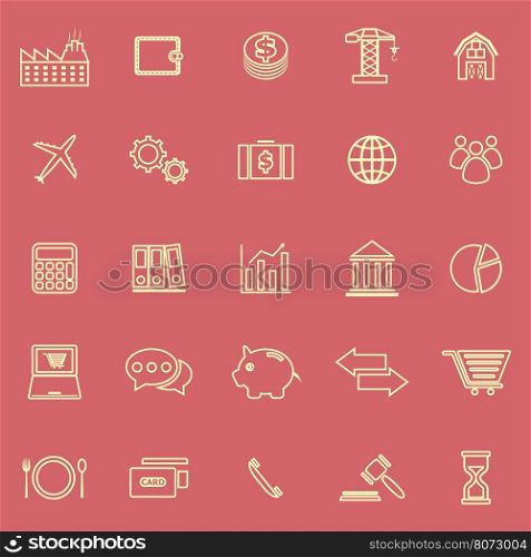 Economy line color icons on red background, stock vector