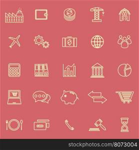 Economy line color icons on red background, stock vector