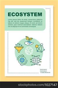Ecosystem poster template layout. Environmental conservation. Banner, booklet, leaflet print design, linear icons. Ecology protection. Vector brochure page layouts for magazines, advertising flyers