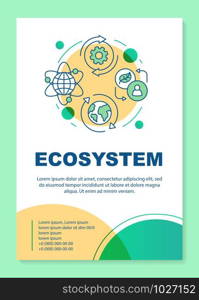 Ecosystem poster template layout. Environmental conservation. Ecology protection. Banner, booklet, leaflet print design, linear icons. Vector brochure page layouts for magazines, advertising flyers