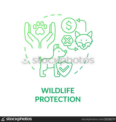 Ecosystem protection green gradient concept icon. Social participation. Saving wildlife work. Charity support animals abstract idea thin line illustration. Vector isolated outline color drawing. Ecosystem protection green gradient concept icon