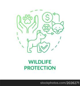 Ecosystem protection green gradient concept icon. Social participation. Saving wildlife work. Charity support animals abstract idea thin line illustration. Vector isolated outline color drawing. Ecosystem protection green gradient concept icon