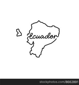 Ecuador outline map with the handwritten country name. Continuous line drawing of patriotic home sign. A love for a small homeland. T-shirt print idea. Vector illustration.. Ecuador outline map with the handwritten country name. Continuous line drawing of patriotic home sign