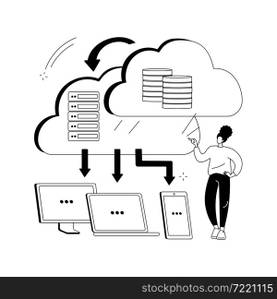 Edge computing abstract concept vector illustration. Local data storage, response time, optimize internet device and web applications, data source, mobile endpoint, network abstract metaphor.. Edge computing abstract concept vector illustration.