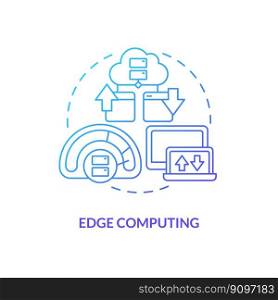 Edge computing blue gradient concept icon. Faster data transmission channels. Metaverse technology abstract idea thin line illustration. Isolated outline drawing. Myriad Pro-Bold font used. Edge computing blue gradient concept icon