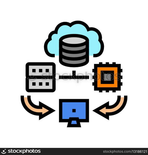 edge computing node data center color icon vector. edge computing node data center sign. isolated symbol illustration. edge computing node data center color icon vector illustration