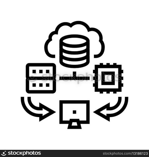 edge computing node data center line icon vector. edge computing node data center sign. isolated contour symbol black illustration. edge computing node data center line icon vector illustration