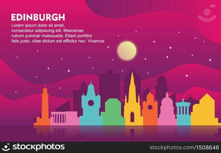 Edinburgh City Building Cityscape Skyline Dynamic Background Illustration