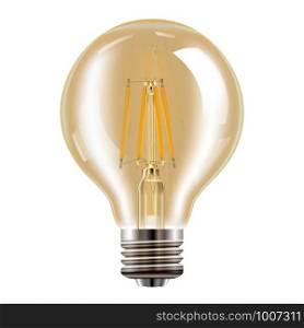 Edison bulb. Transparent Vintage lamp. Realistic light with filament for decor. Luxury lightbulb for ceiling concept design. Old facion retro decoration flash for loft Industrial technology collection. Edison bulb. Transparent Vintage lamp. Realistic