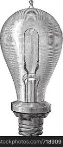 Edison's incandescent lamp, vintage engraved illustration. Industrial encyclopedia E.-O. Lami - 1875.