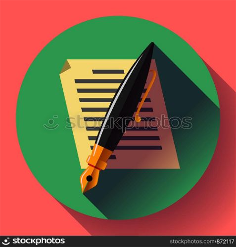 Edit document sign icon. Edit content button. Classic flat icon. Colored circles. Vector. Edit document sign symbol icon vector. Flat designed style.